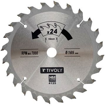 [XT50514004125] Circular saw blade 165x16x2.45/1.5mm, z24, 15°, for wood