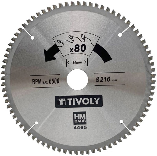 [XT50514004465] Circular saw blade 216x30x2.5/1.7mm, z80, 3°, (20mm adaptor), for non ferrous metals