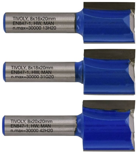 [XT60642067330] Sõrmfreeside komplekt 16 / 18 / 20 mm, 8mm saba