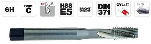 [960203100500080] Machine tap M5x0.8, HSS-E5 DIN, spiral flute 15°