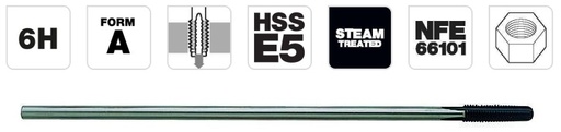 [970401101800250] Mašininis sriegiklis M18x2.5, HSS-E5 NFE66101, tiesi įpjova, 520mm