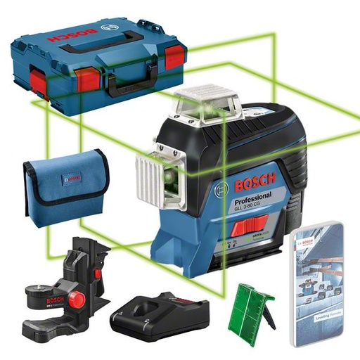 [BO0601063T00] Līniju lāzers Bosch GLL 3-80 CG, 1x2.0Ah, BM1, ± 0.2 mm/m, 30 - 120 m
