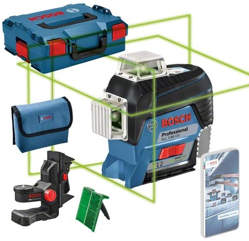 [BO0601063T03] Line laser GLL 3-80 CG, BM1, SOLO, ± 0.2 mm/m, 30 - 120 m