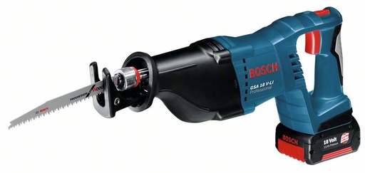 [BO060164J00B] Akumulatora zobenzāģis Bosch GSA 18 V-LI, 2x5.0Ah, 1880CV, 18V, 2.400 - 2.700 min.-1