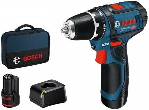 [BO060186810F] Cordless drill Bosch GSR 12V-15, 2x2.0Ah, GAL 12V-20, 0-400 / 0-1.300 min.-1