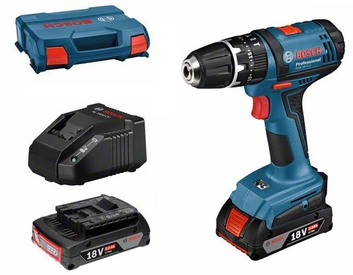 [BO06019D2303] Cordless impact drill Bosch GSB 18-2-LI, 2x2.0Ah, GAL 18V-20, 0-450 / 0-1.400 min.-1