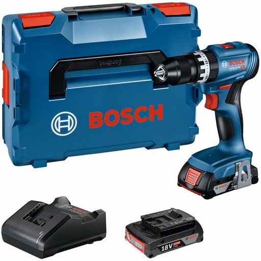 [BO06019K3303] Akumuliatorinis smūginis gręžtuvas-suktuvas Bosch GSB 18V-45, (2x2.0Ah), 0-500 / 0-1.900 min.-1