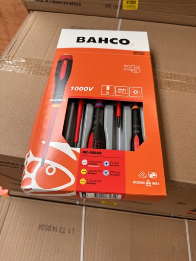 [BQ-BE-9882S] BOJĀTS IEPAKOJUMS-Elektriķu skrūvgriežu komplekts ERGO™ 5 gab - SL3,0/4,0/5,5; PZ1/2 - 1000V VDE
