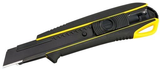 [DC560B/Y1] Cutter with elastomer-grip 18mm, "Driver" tip, in-handle blade storage and automatic  blade lock