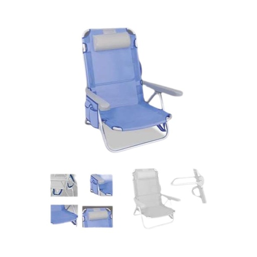 [S2450489] Beach Chair Blue Grey 25 cm