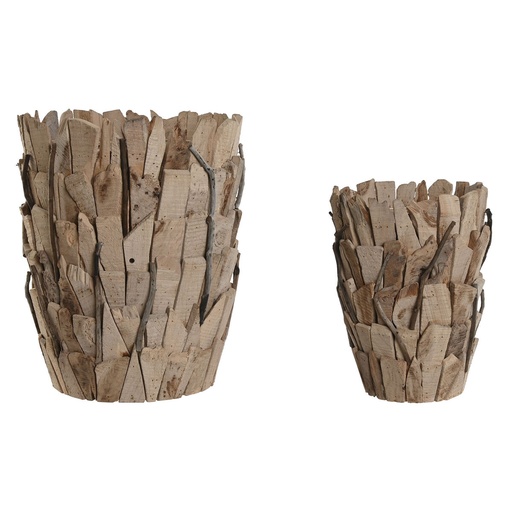 [S3057564] Set of Planters Home ESPRIT Brown Paolownia wood 35 x 35 x 45 cm (2 Pieces)