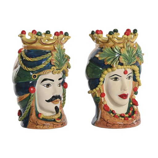 [S3060435] Planter Home ESPRIT Green Multicolour Porcelain 20 x 20 x 29 cm (2 Units)