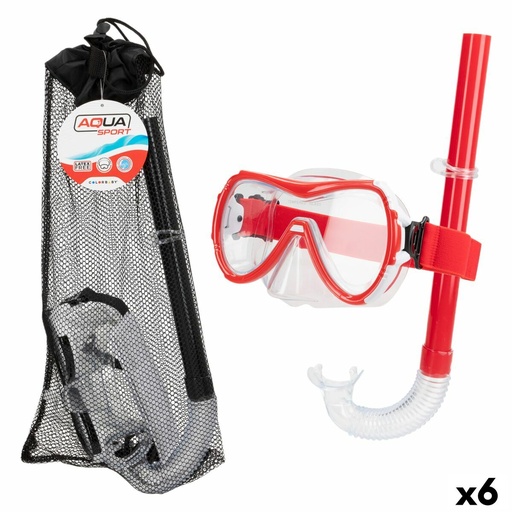 [S8906176] Snorkel Goggles and Tube AquaSport Black Red (6 Units)