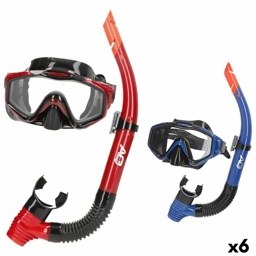 [S8906182] Snorkel Goggles and Tube AquaSport Blue Red (6 Units)