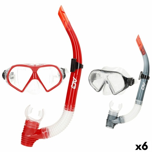 [S8906186] Snorkel Goggles and Tube AquaSport Red Grey (6 Units)