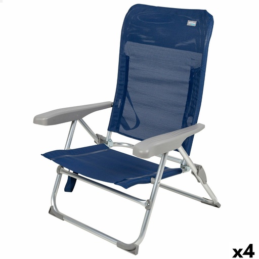 [S8905833] Beach Chair Aktive Navy Blue 47 x 89 x 56 cm (4 Units)