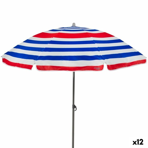 [S8902914] Beach parasol Aktive Blue Red Multicolour Silver Ø 160 cm 160 x 167 x 160 cm (12 Units)