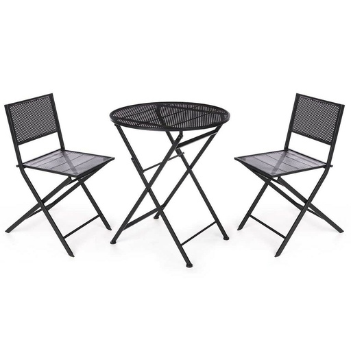 [S3632713] Table set with 2 chairs Ibergarden HS23377/78 Black