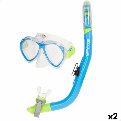 [S8905537] Snorkel Goggles and Tube for Children AquaSport Blue (2 Units)