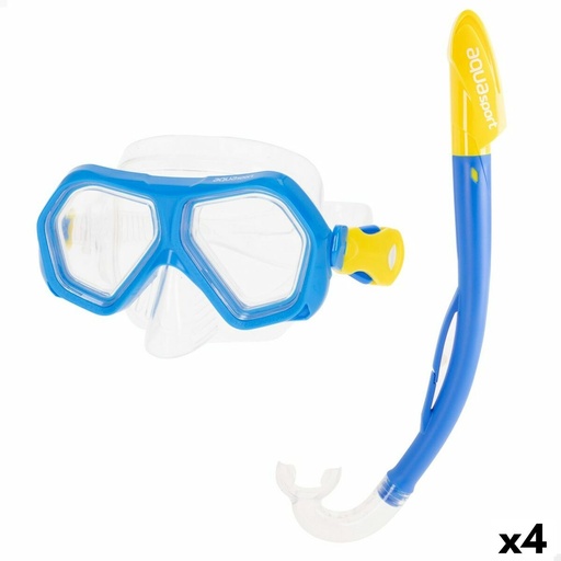 [S8905529] Snorkel Goggles and Tube for Children AquaSport Blue (4 Units)