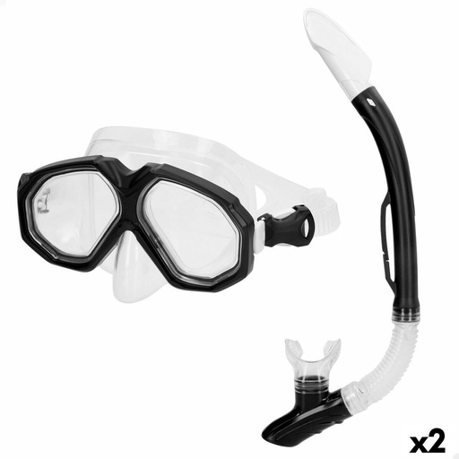 [S8905523] Snorkel Goggles and Tube AquaSport Black Adults (2 Units)