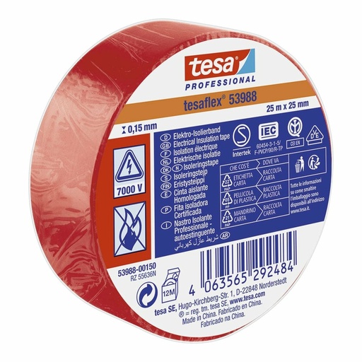 [S7925825] Insulating tape TESA Red PVC 25 mm x 25 m