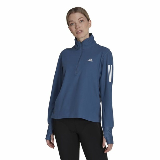 [S64114460] Women's long sleeve T-shirt Adidas Own the Run 1/2 Zip Indigo