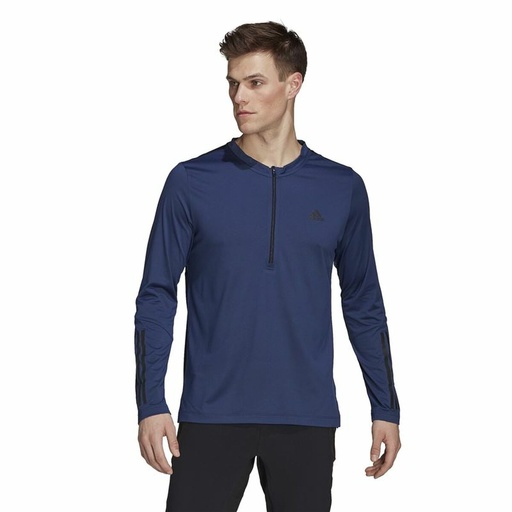 [S64114344] Men’s Long Sleeve T-Shirt Adidas Training 1/4-Zip Dark blue