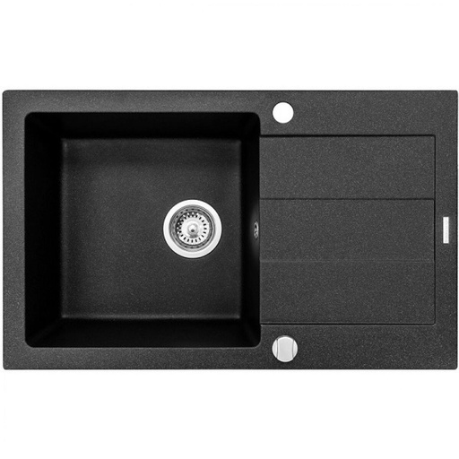 [S9103679] Sink with One Basin Pyramis 78x50 1B 1D 070052701 czarny Black