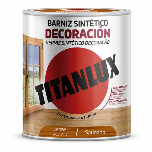 [S7921777] Synthetic varnish Titanlux m11100434 Decoration Satin finish Mahogany 750 ml