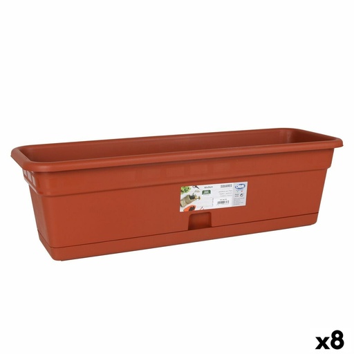 [S2228461] Planter with Dish Dem Squares Rectangular Brown 60 x 20 cm (8 Units)