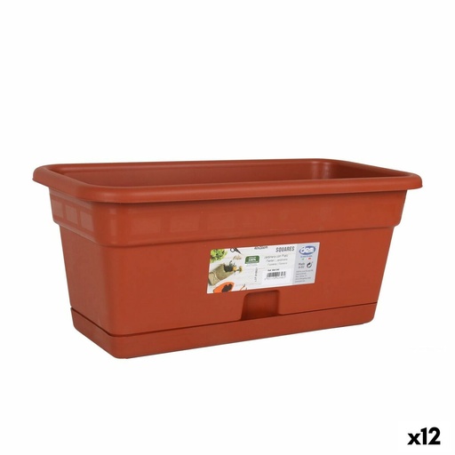 [S2228459] Planter with Dish Dem Squares Rectangular Brown 40 x 20 cm (12 Units)