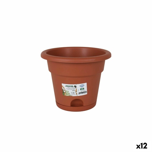 [S2228083] Flower Pot with Dish Dem Greentime Brown 20 x 20 x 16 cm (12 Units)