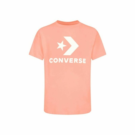 [S6497223] Unisex Short Sleeve T-Shirt Converse Standard Fit Center Front Large Salmon