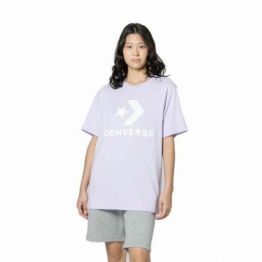 [S6496923] Unisex Short Sleeve T-Shirt Converse Standard Fit Center Front Large Lavendar
