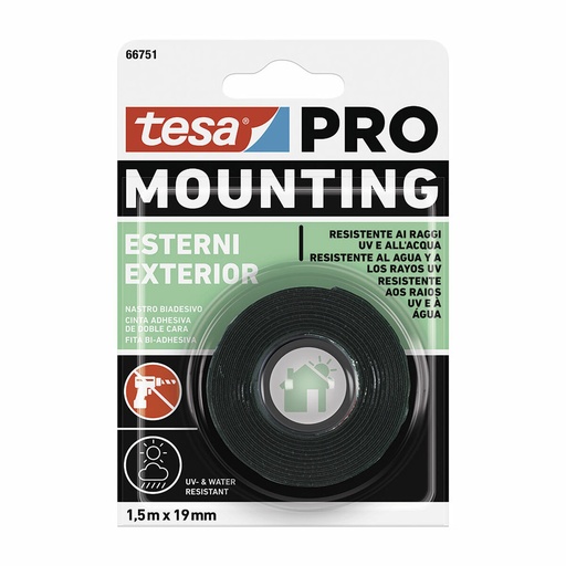 [S7912473] Double Sided Tape TESA Mounting Pro Exterior 19 mm x 1,5 m Multicolour