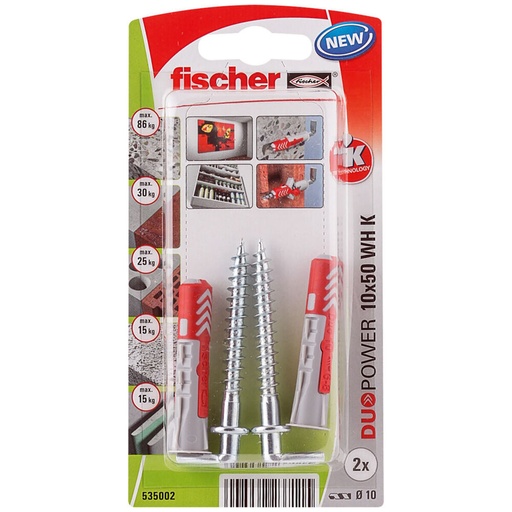 [S7905790] Angle nails Fischer DuoPower 535002 Studs 2 Units Ø 10 x 50 mm