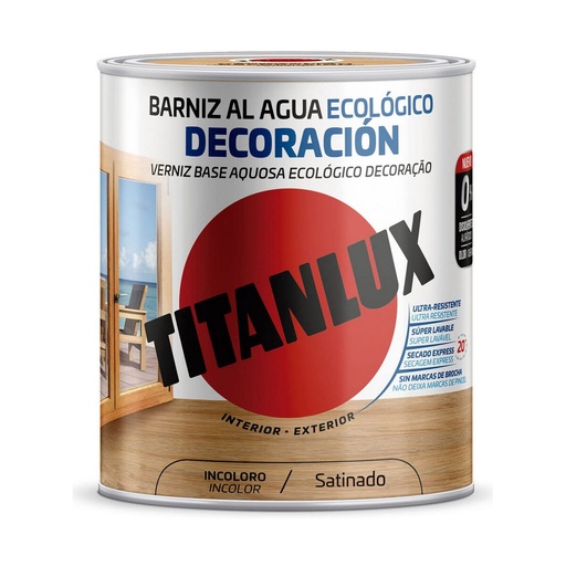 [S7913242] Water based varnish Titanlux m21100014 Ecological 250 ml Colourless Satin finish