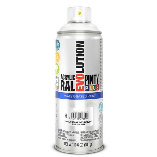 [S7910644] Spray paint Pintyplus Evolution RAL 9010 400 ml Water based Pure White