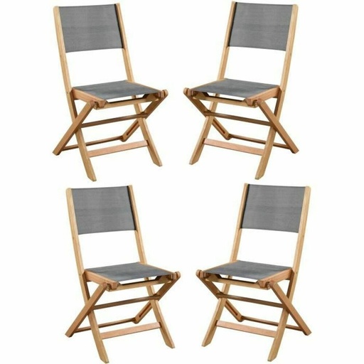 [S7103634] Garden chair Acacia Grey 50 x 57 x 90 cm (4 Pieces)