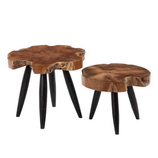 [S8801037] Side table Natural Black Teak 50 x 50 x 40 cm