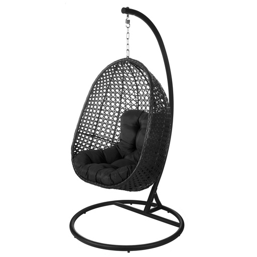[S8700081] Rocking Chair Dido 190 x 95 x 95 cm Black Rattan