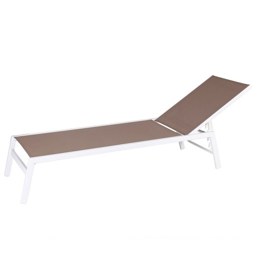 [S8700019] Sun-lounger Thais White Taupe 199 x 61 x 30 cm