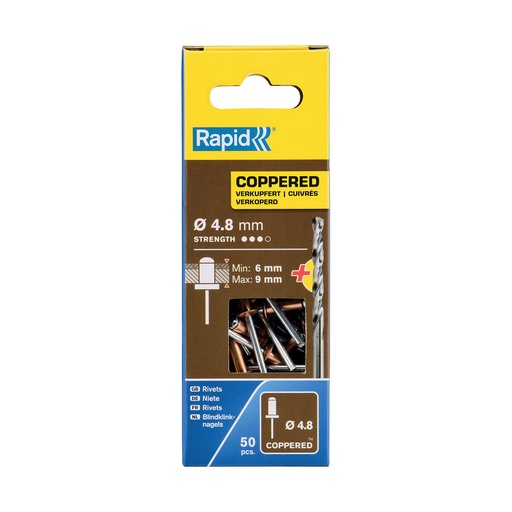 [S7918132] Rivets Rapid 5001467 Spindle Ø 4,8 x 12 mm Copper Aluminium (50 Units)