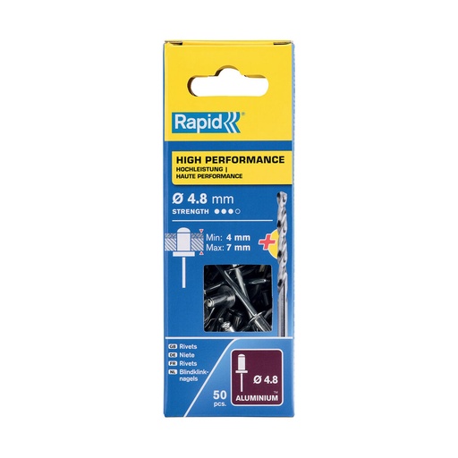 [S7918122] Rivets Rapid 5000387 Spindle Ø 4,8 x 10 mm Aluminium (50 Units)
