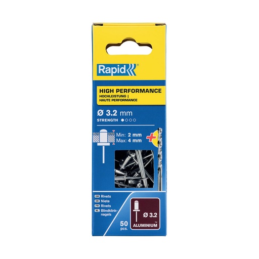 [S7918119] Rivets Rapid 5000383 Spindle Ø 3,2 x 8 mm Aluminium (50 Units)