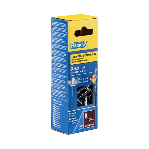[S7918121] Rivets Rapid 5000384 Spindle Ø 4 x 12 mm Aluminium (50 Units)