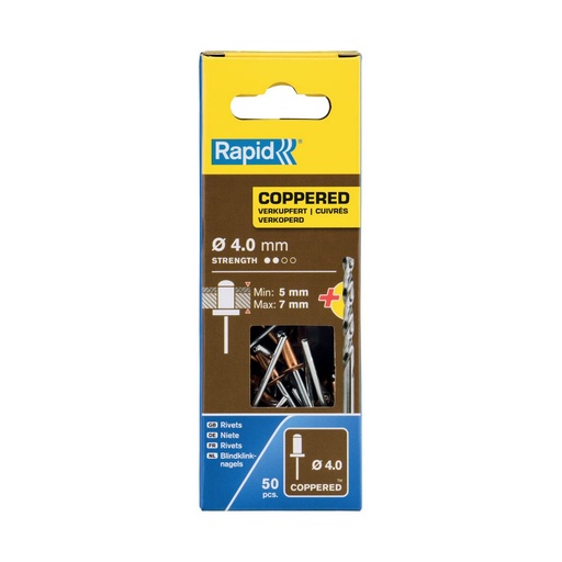 [S7918131] Rivets Rapid 5001462 Spindle Ø 4 x 10 mm Copper Aluminium (50 Units)