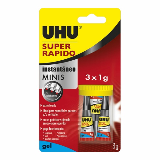[S7912699] Glue UHU 36527 Minis 1 g Fast Extra strong 3 Pieces
