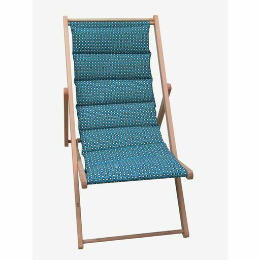 [S7103665] Sun-lounger Jardin Prive Douala Blue Canvas beech wood (106 x 55 x 95 cm)